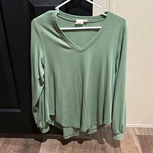 White Crow Sage Long Sleeve V-Neck Top